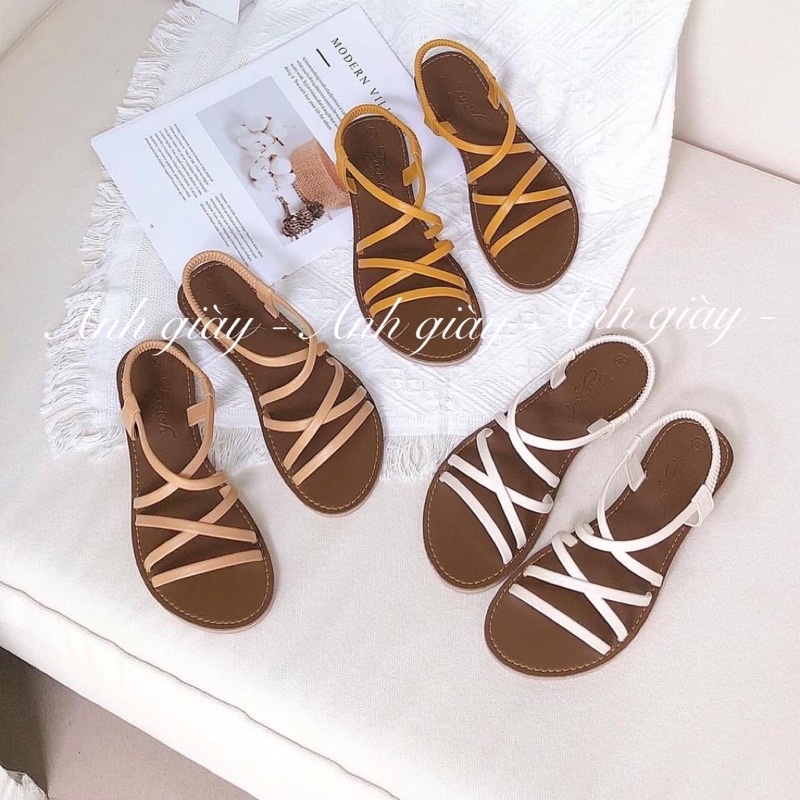 SD79 - Sandal nữ quai mảnh đan chéo đế bệt da lì êm nhẹ (ảnh thật kèm video )