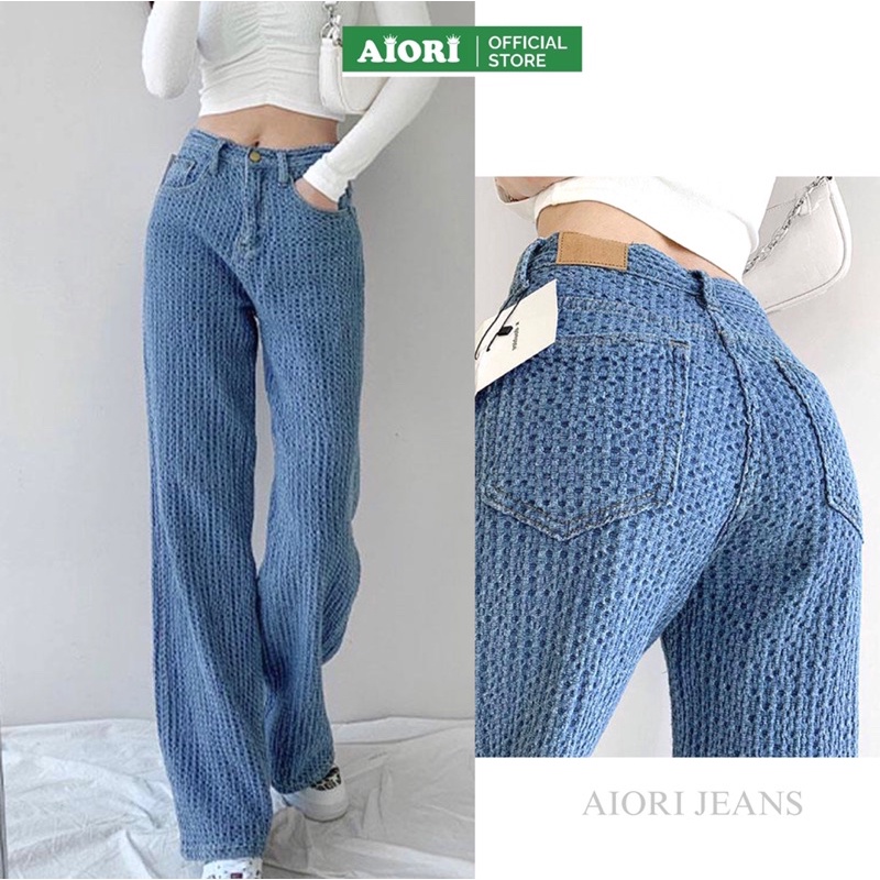 [CAO CẤP - DÀI 105] Quần Jeans Nữ AIORI Jeans Lưng Cao Dáng Suông Ống Rộng Vải Bông Mềm Mịn Thoáng Mát Ulzzang_Mã 280 | WebRaoVat - webraovat.net.vn