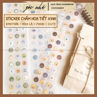 Sticker nhãn dán chấm tròn nhỏ hình cảm xúc hoa lá đồ ăn cute trang trí sổ decor tường ốp điện thoại gocnha ST025