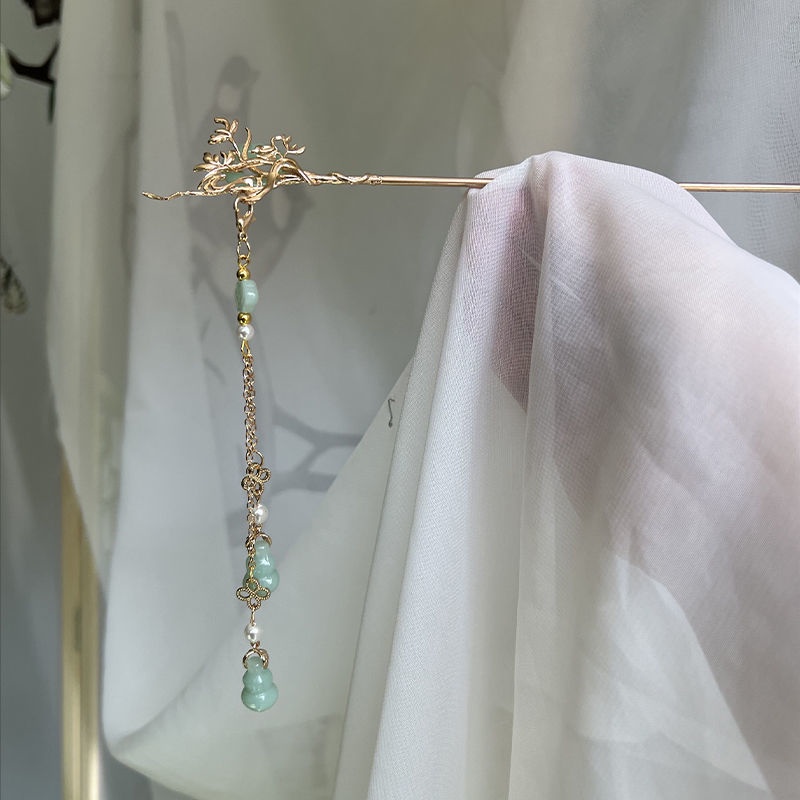 Trâm cài tóc kim loại thiết kế tua rua khí chất đơn giản cho trang phục cổ xưa