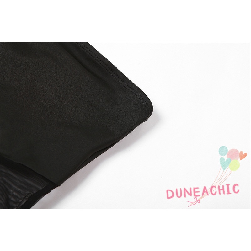 DUNEA Bộ Áo Liền Quần Không Tay Dáng Ôm Phối Lưới Quyến Rũ Cho Nữ