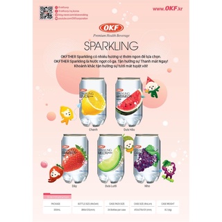 Thùng 24 lon nước ngọt có ga okf 350ml - nước sparkling soda hàn quốc đủ vị