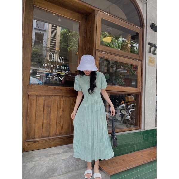 Áo Váy nhăn xốp maxi (2048) (Ảnh/Video tự chụp)