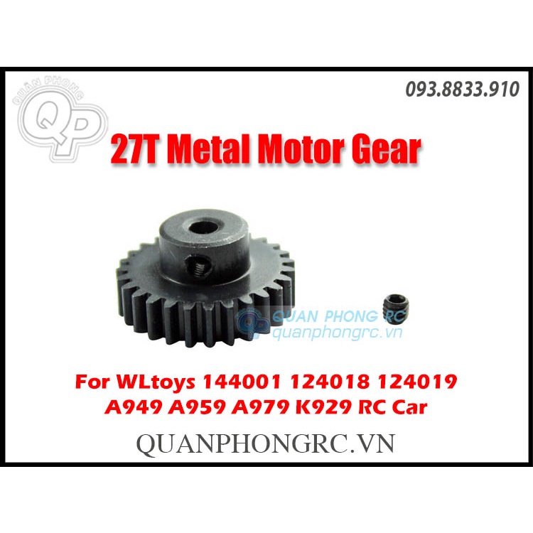 WLtoys 144001 A959 Bánh Răng Motor Kim Loại màu đen 27T Metal Motor Gear (1 Cái)