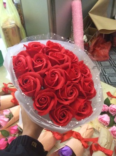 Bó hồng sáp đỏ 15 bông