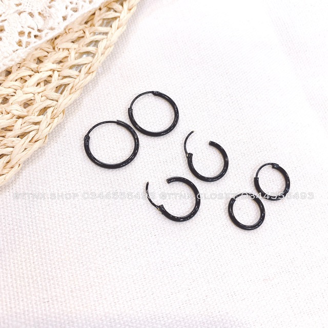 Khuyên tai bạc tròn nhỏ unisex ⚡FREESHIP⚡ 3 size 10mm, 15mm, 18mm