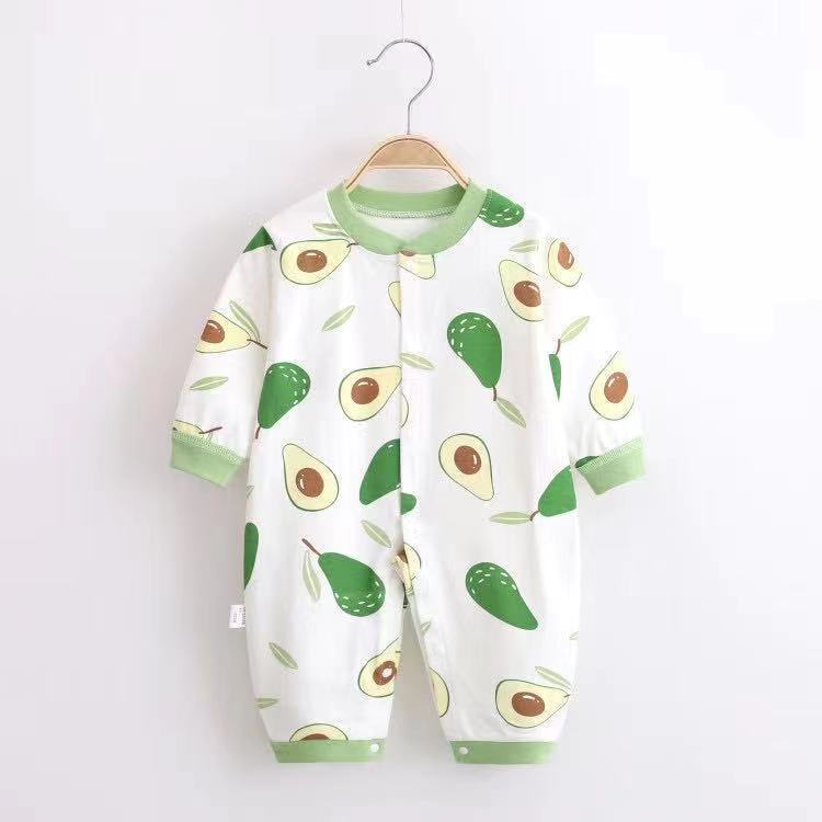 Bộ áo liền quần Cotton tay dài in họa tiết hoạt hình dễ thương thoải mái cho bé