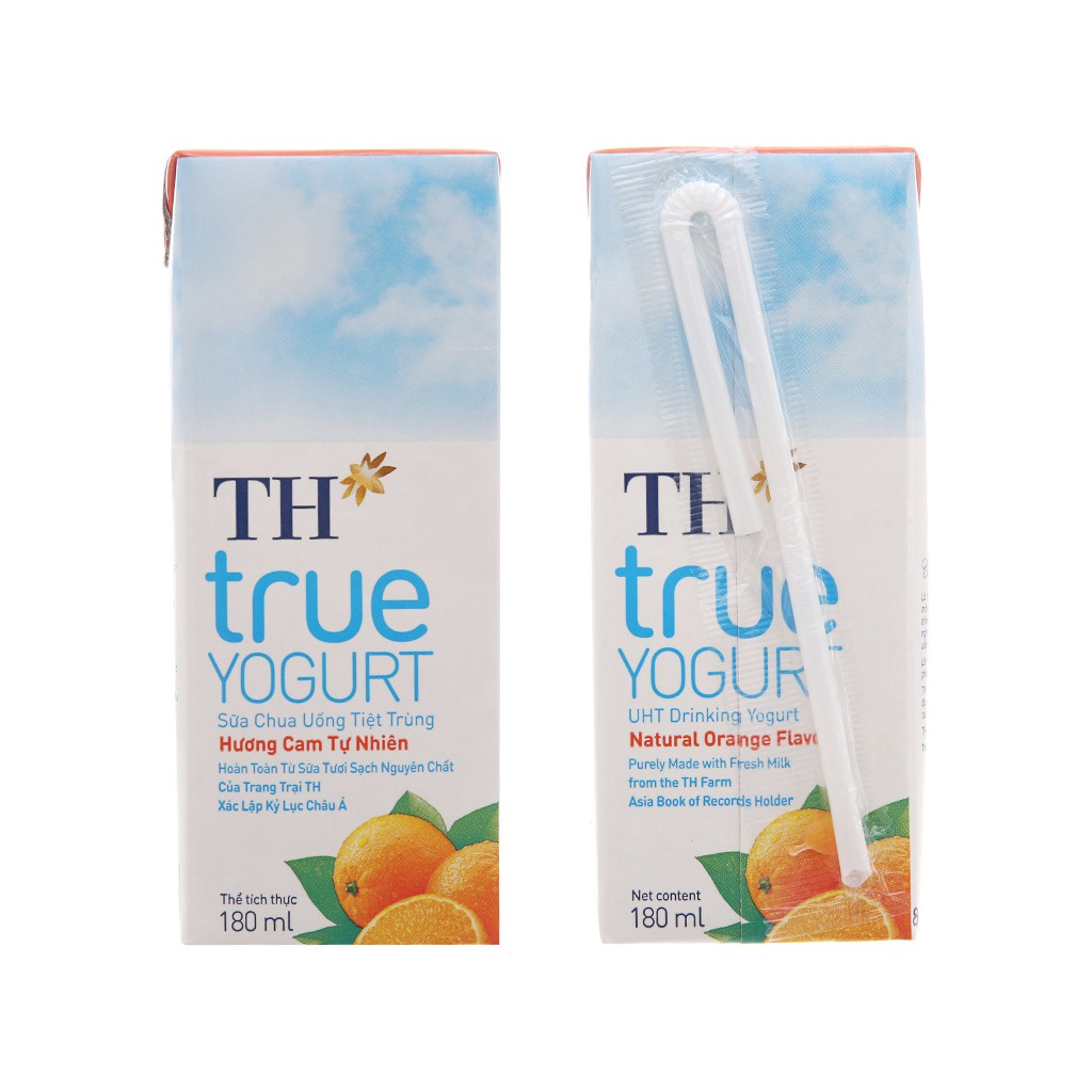 Sữa Chua Uống TH True YOGURT Tiệt Trùng  Hương Việt Quất/ Cam/ Dâu Tự Nhiên Lốc 4 Hộp