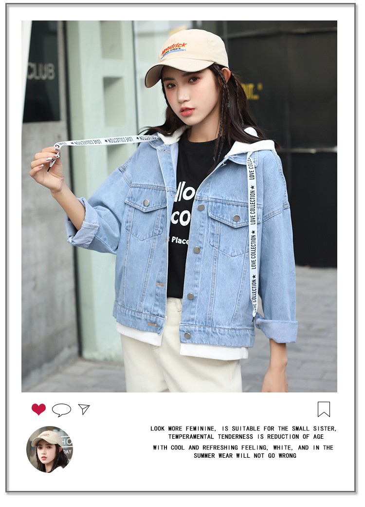 Áo Khoác Denim Dáng Rộng Thời Trang Mùa Xuân Hàn Quốc Dành Cho Nữ 13-14 - 16 Tuổi