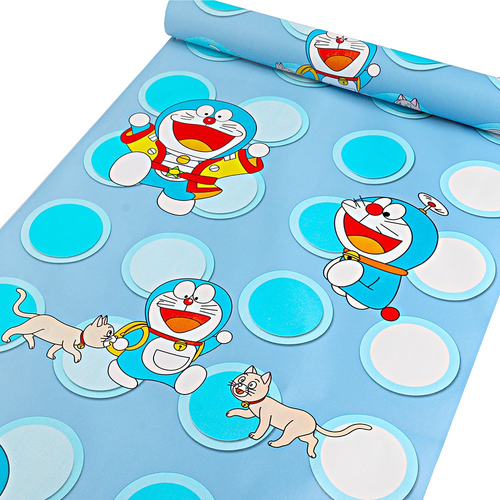 [SALE SỐC] 10m Giấy dán tường Đô re mon ô tròn - 10m Decal dán tường Doraemon ô tròn có keo sẵn