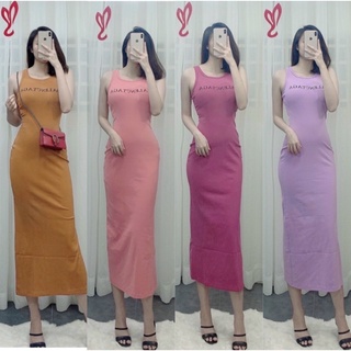 Đầm thun ôm sát nách phom dài