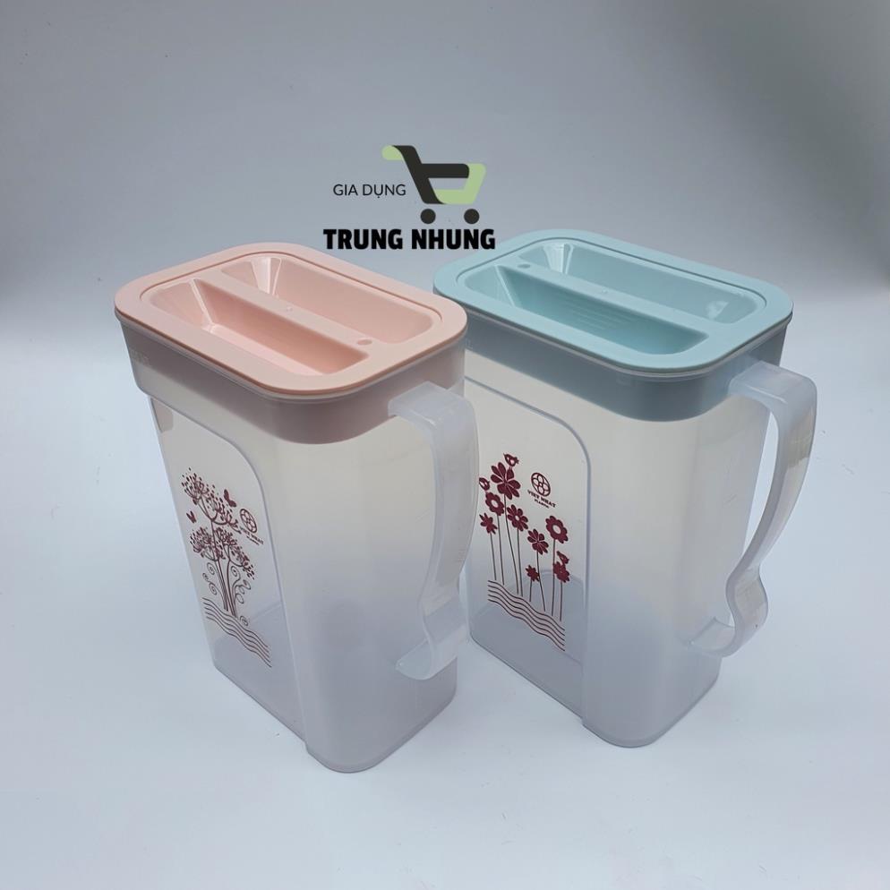 Bình nước nhựa, bình đựng nước để bàn, ca vuông 1,8lít 6082