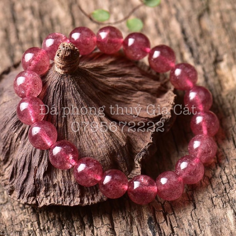 Vòng tay dâu tây đẹp 8a siêu vip có kiểm định strawberry quartz