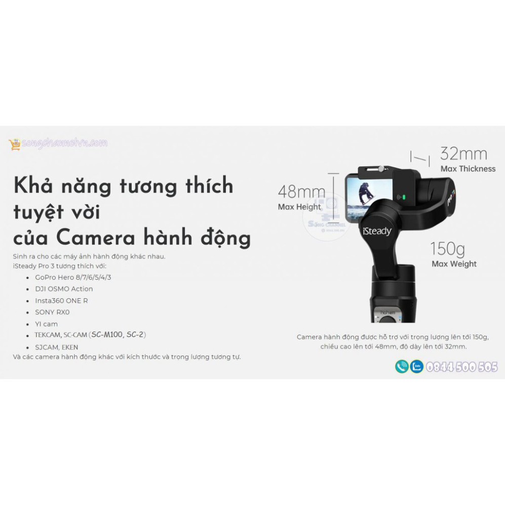 Gimbal Chống Rung Hohem iSteady Pro 3  Sử Dùng Gopro 8/7/6/5/4 - Action Camera [HCM]