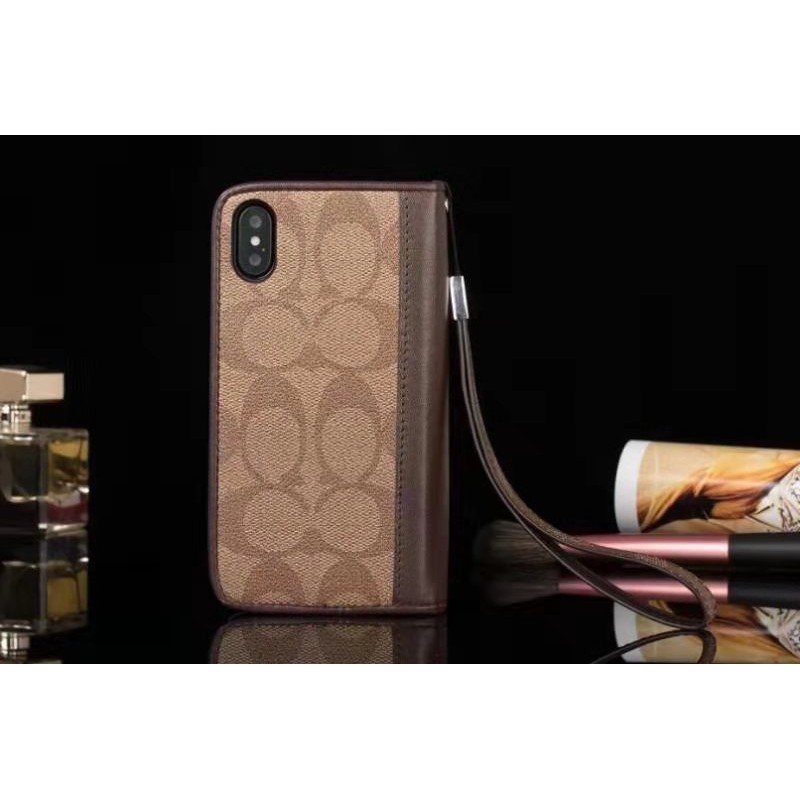 Bao da điện thoại nắp gập in logo Coach cao cấp cho  iPhoneXsMax Xr Xs i6/7/8 Plus