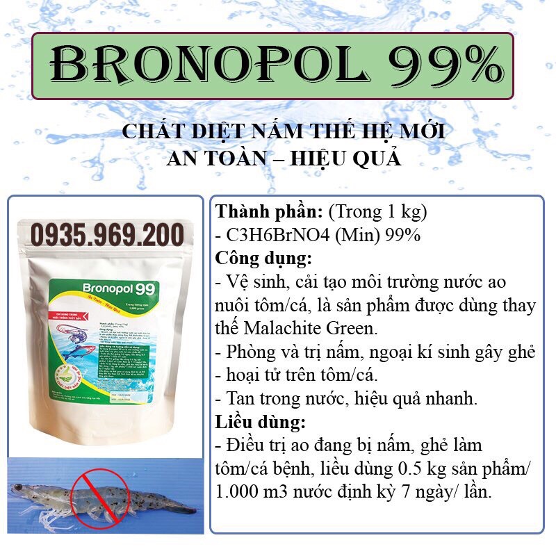 1kg - Chất diệt nấm - ghẻ - xuất huyết trên tôm / cá # Bronopol 99%