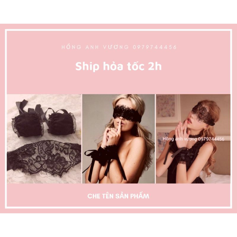 mặt nạ bịt mắt trói tay dây trói ren mềm mại