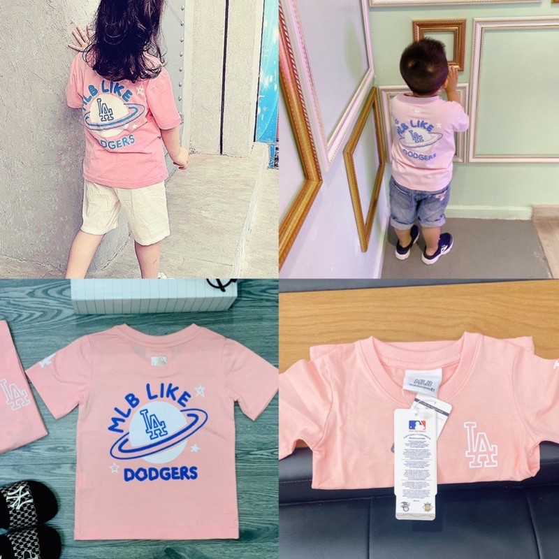 Áo kid hồng logo lưng chữ outline trước ngực