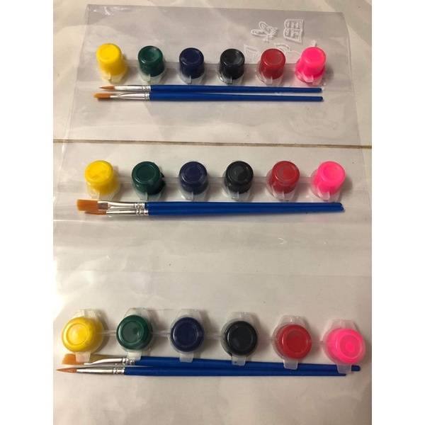 1 vỉ 6 màu(3ml-5ml)+2 cọ