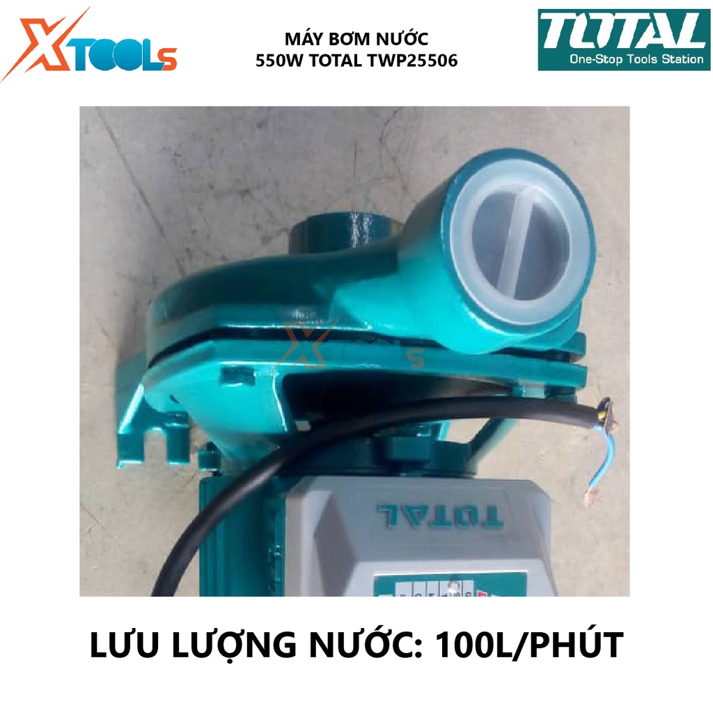 Máy bơm nước TOTAL TWP25506 Máy bơm nước dùng điện Công suất 550W (0.75HP) Chiều cao bơm25 mét tăng áp lực đường nước