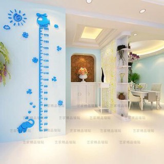 Tranh dán tường mica thước đo voi cho bé, trang trí phòng khách, phòng ngủ, trường mầm non cho bé