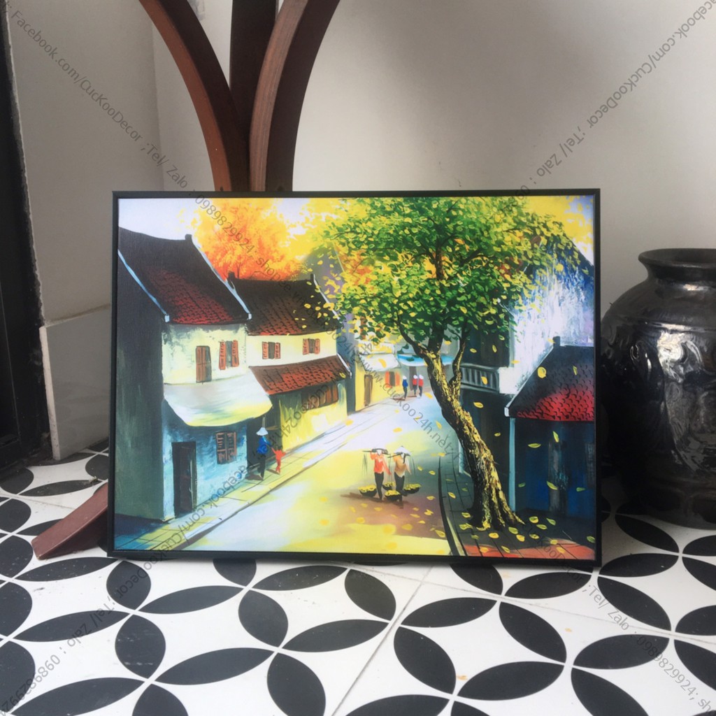 Tranh Hà Nội Phố - tranh in canvas kích thước  cơ bản 35x50cm ( có thể làm theo kích thước khác)