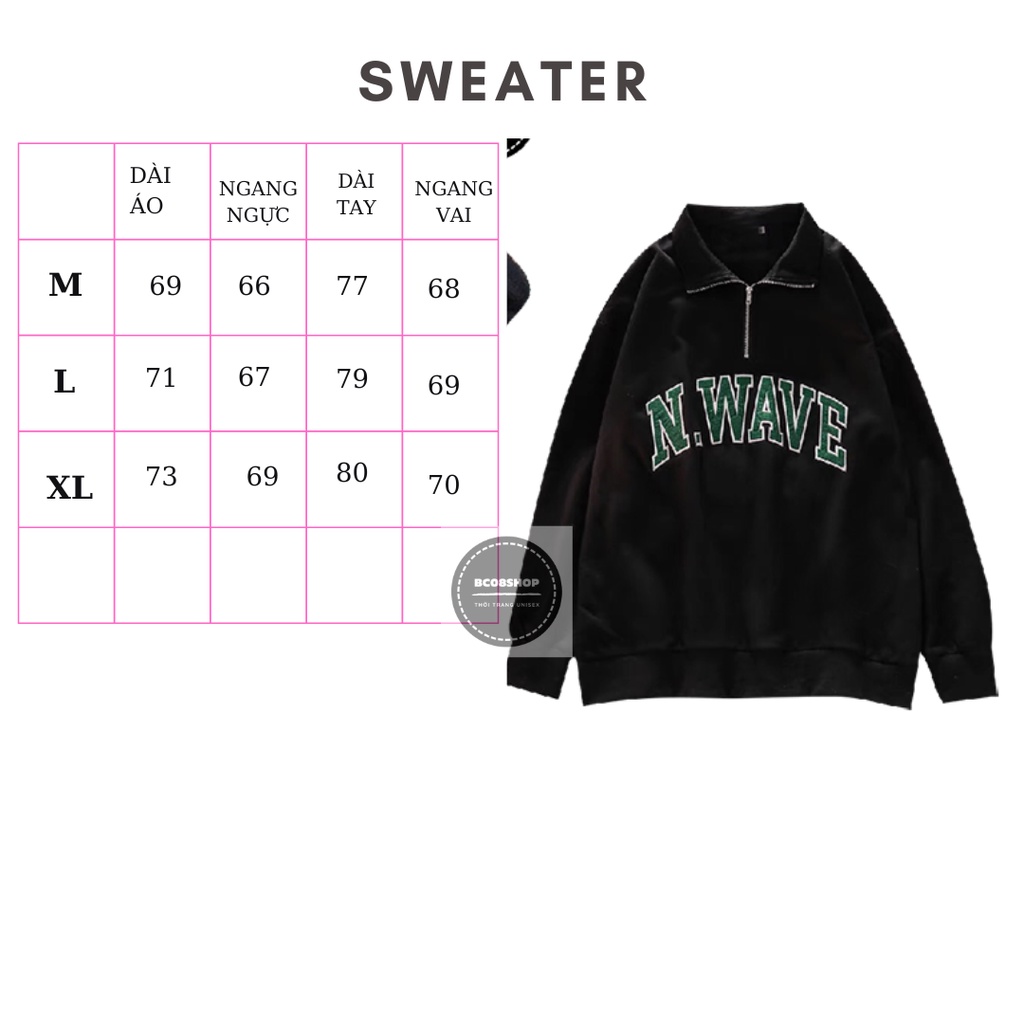 Áo Sweater Nỉ Bông N.WAVE Phong Cách Ulzzang