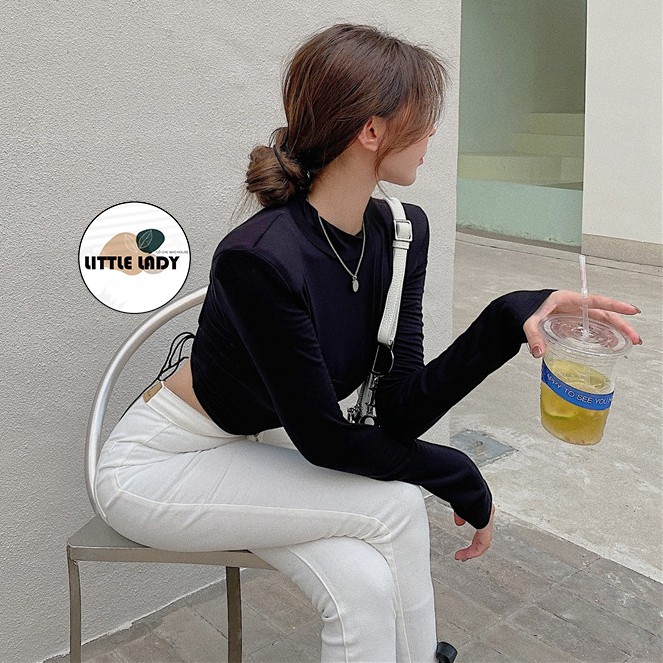 Áo Hở Lưng Cột Dây Tay Dài Form Rộng Bigisze Dưới 80Kg Cổ Cao Cột Nơ Sau Lưng "HLĐD"