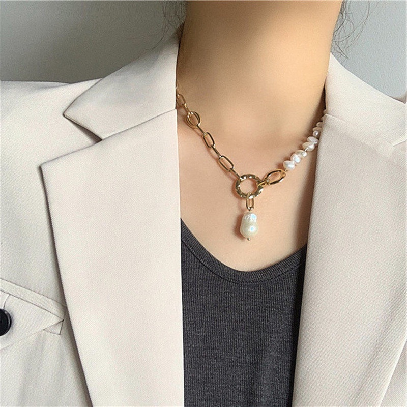 Vòng cổ Bằng Thép Titan Đính Ngọc Trai Sang Trọng Phong Cách Hàn Quốc 2022