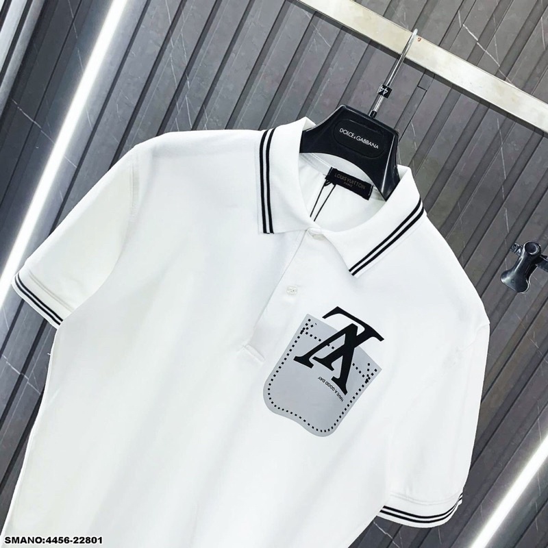 Áo Polo LV Nam In Logo Ngược Siêu Xịn - Áo Polo Nam LV Viền Cổ Siêu Đẹp