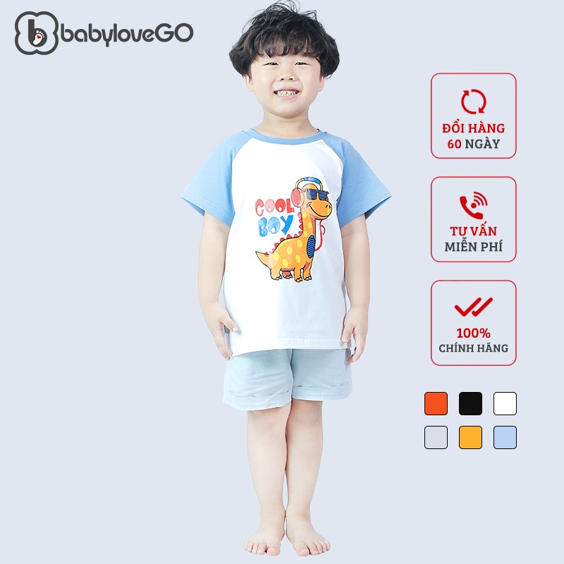 Áo thun bé trai bé gái BabyloveGo in hình khủng long chất liệu cotton sợi thoáng mát