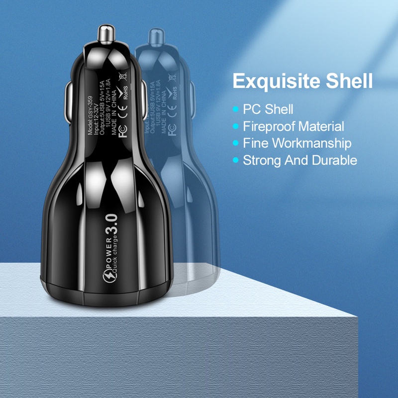 Cốc Sạc Nhanh Năm Lỗ 15A QC 3.0 Cho Xe Hơi