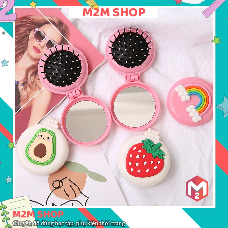Gương Lược Gấp Massage Mini Cầm Tay Mini Bỏ Túi Nhiều Hình Dễ Thương