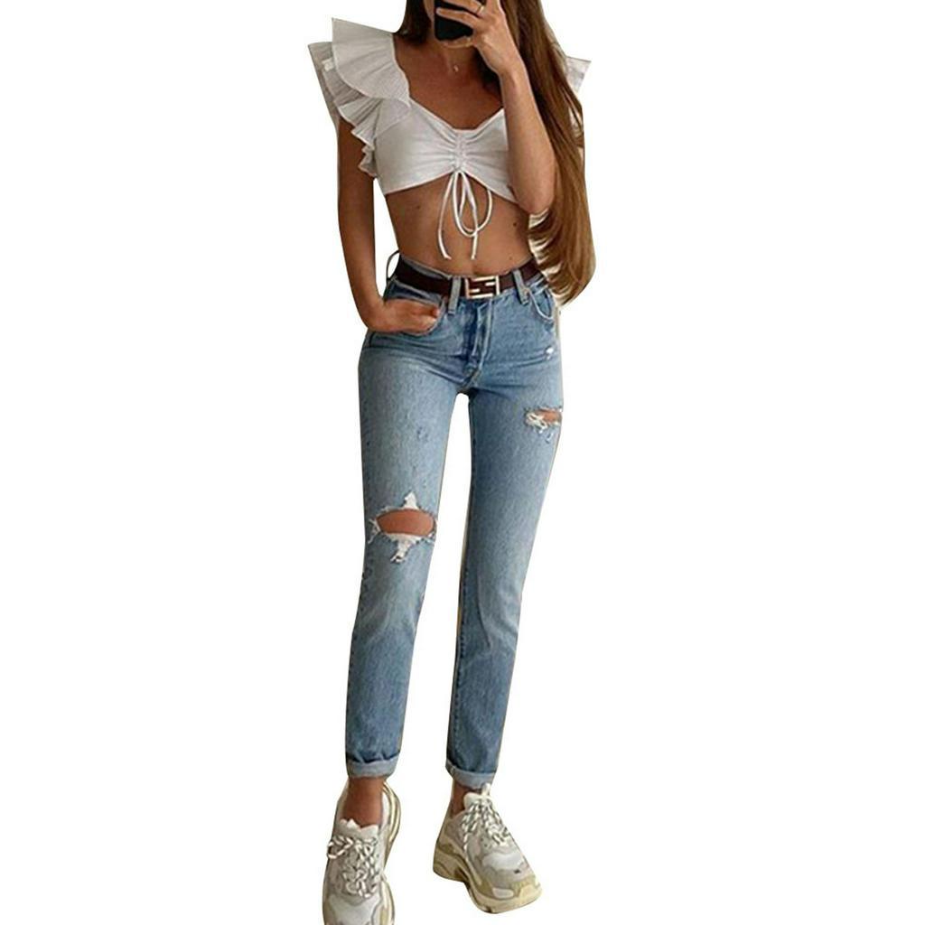 Áo Croptop Cổ Chữ V Phối Dây Rút Thời Trang Dành Cho Nữ