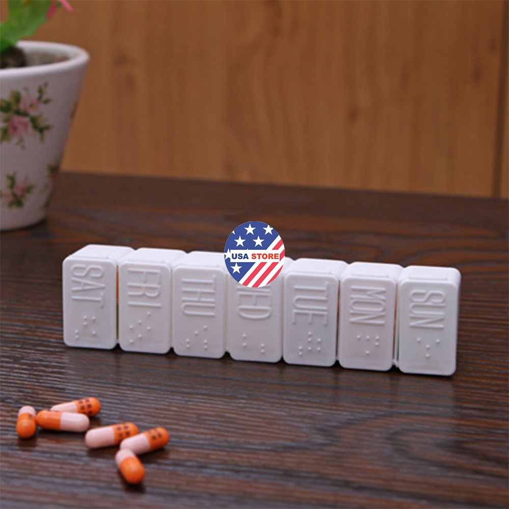Hộp Khay Chia Ngăn Thuốc 7 Ngày Hộp Trắng Dài - Khay Đựng Thuốc Y Tế Gia Đình Hàng Ngày Mini Nhỏ Gọn Bỏ Túi