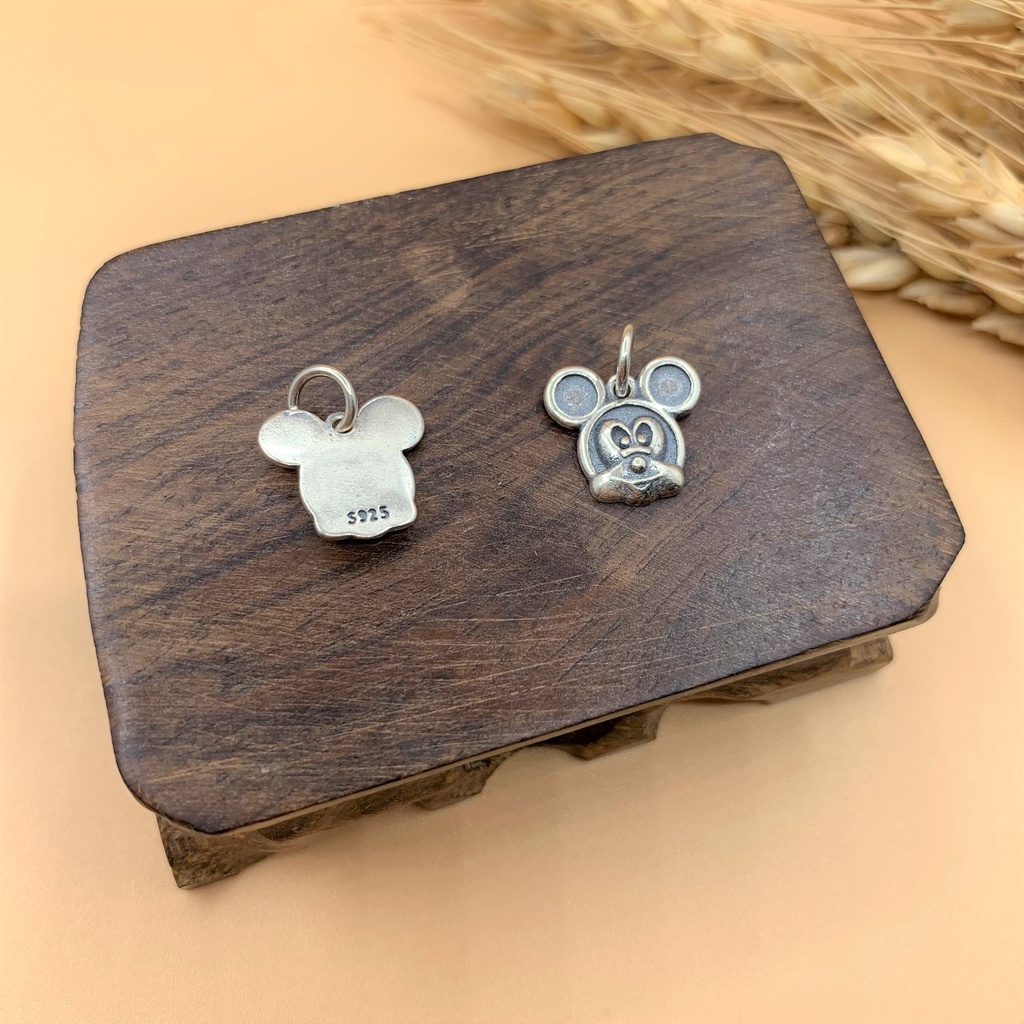 Charm móc treo chuột Mickey bạc cổ - Charm Bạc 925 - Mã CA655
