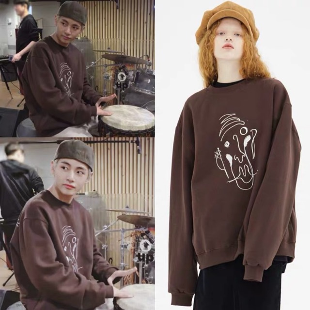 ÁO SWEATER NÂU TAEHYUNG BTS