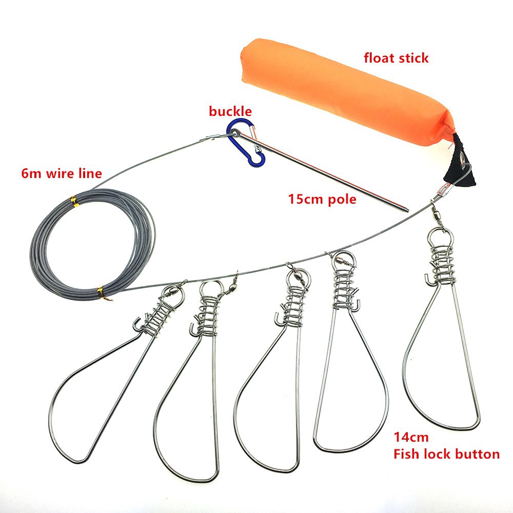 Cuộn Dây Câu Cá 5 Móc Bằng Thép Không Gỉ 6m