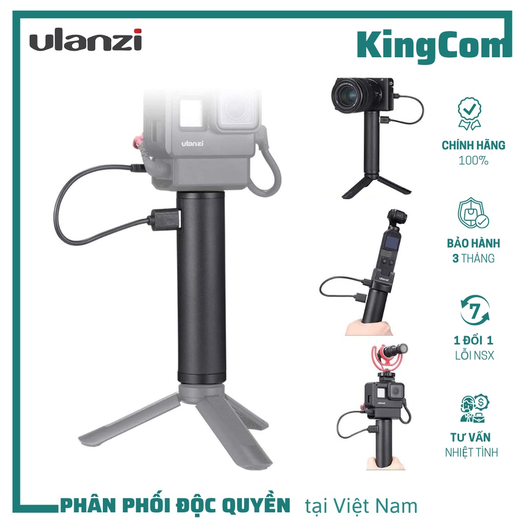 Tay Cầm Quay Phim Ulanzi BG-2 Tích Hợp Sạc Dự Phòng, Pin 6800mAh, Thân Thiết Kế Bằng Nhồm Bền Bỉ - Hàng Chính Hãng