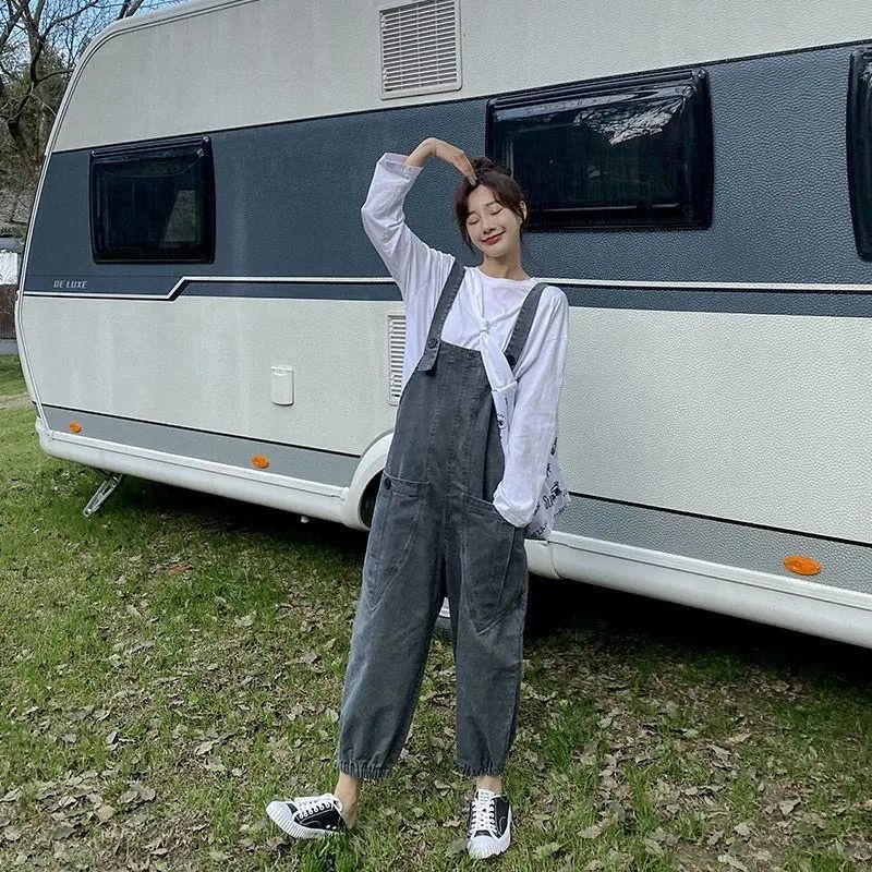 Quần Yếm Denim Dáng Rộng Phong Cách Thời Trang Hàn Quốc 2022