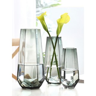Bình hoa hình lục giác, thủy tinh siêu dày. cao 20.5 và 25cm
