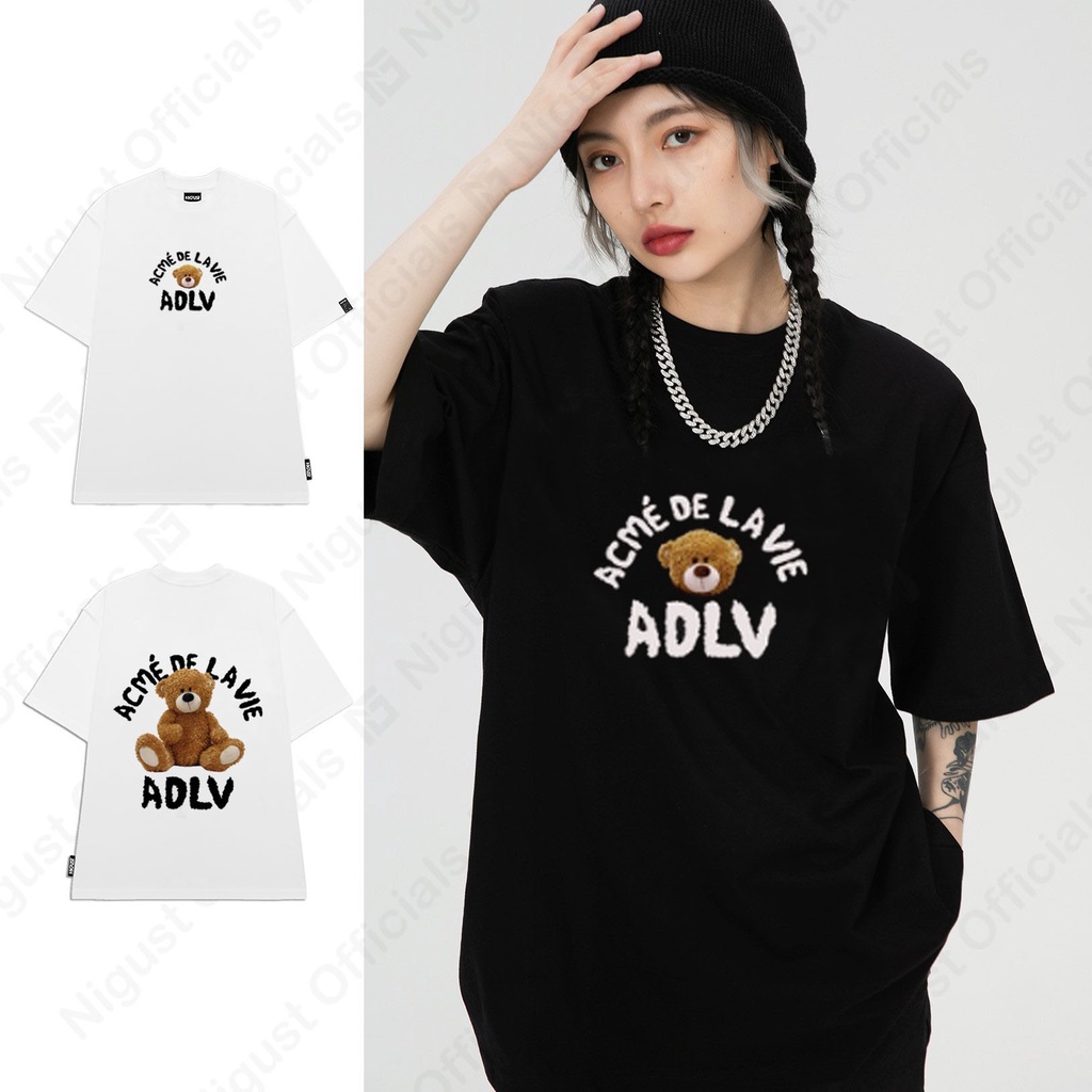 Áo Thun Nam Nữ Tay Lỡ Cổ Tròn Local Brand Nigust N255, áo phông nam nữ Unisex ADLV Gấu Form Rộng