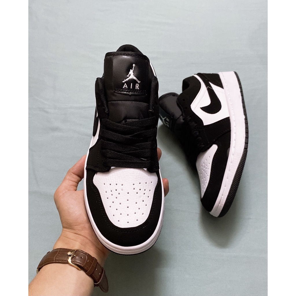 Giày jordan, giày jd panda đen trắng, giày đen trắng, jd 1 low da lộn, full box, billGiày.Hoàng Yến