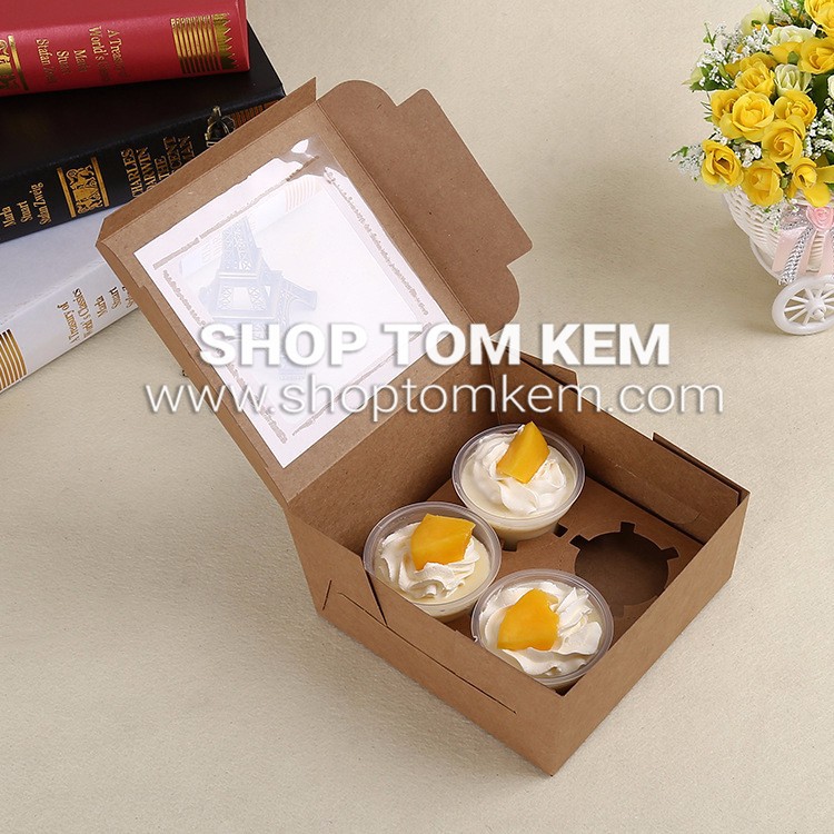 HỘP ĐỰNG CUPCAKE CÁC CỠ GIẤY KRAFT CỨNG CÁP