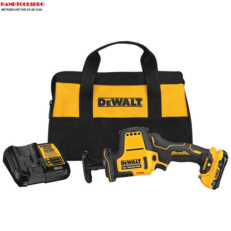 Máy cưa kiếm dùng pin 12V DeWALT DCS312D2 (Máy, Sạc, 2pin-2Ah Vali)