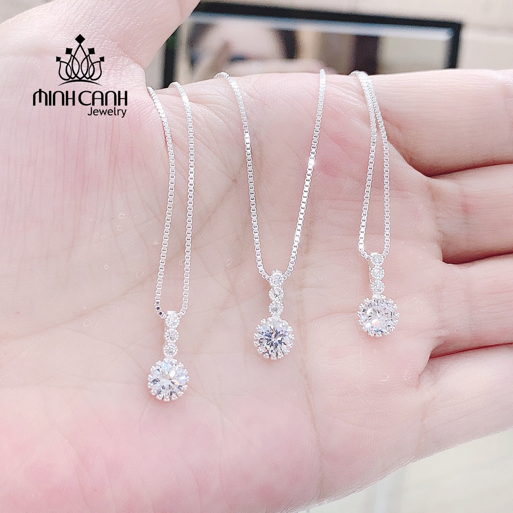 Dây Chuyền Bạc Nữ Minh Canh Jewelry Đá Tròn Treo