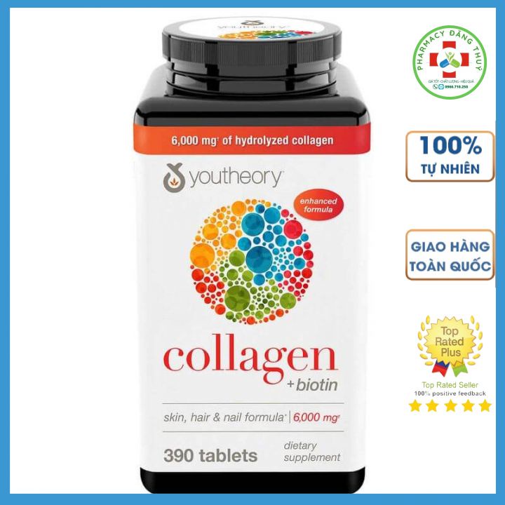 Tách Lẻ 50 Viên Uống Collagen và Biotin Youtheory Mỹ - Giúp Làm Đẹp Da, Móng Chắc Khỏe, Tóc Óng Mượt