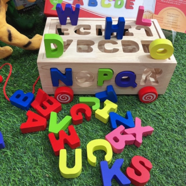 Xe kéo thả chữ gỗ - cho bé học chữ cái