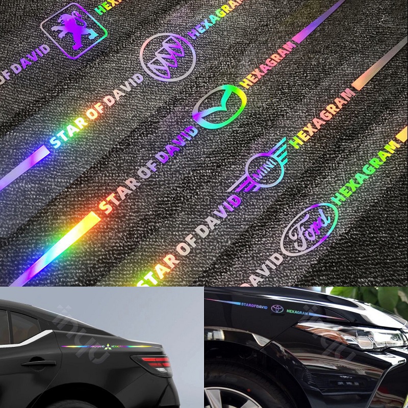 Decal dán trang trí xe hơi / xe máy - Tem Decal Dán Trang Trí Xe Ô Tô Laser Phản Quang logo theo hãng xe