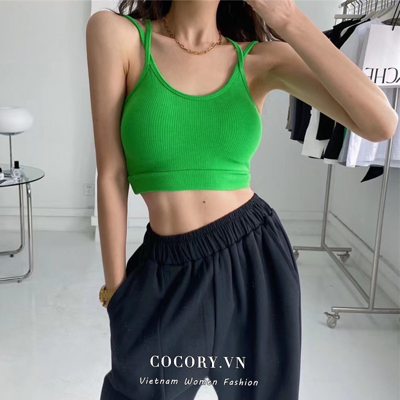 Cocory vn Áo Croptop Dệt Kim Không Tay Dáng Ôm Gợi Cảm Thời Trang Mùa Hè Cho Nữ